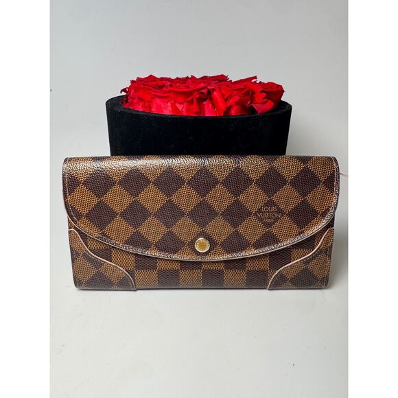 Louis Vuitton Damier Ebene Caissa Wallet w/Ballerine Pink Interior - Picture 1 of 16